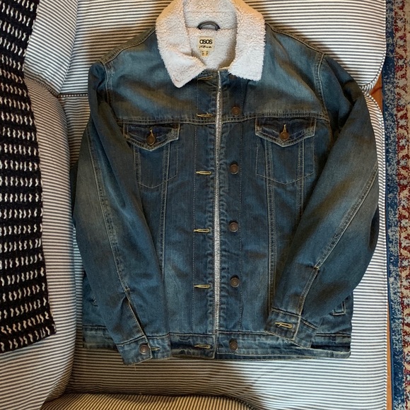 ASOS Jackets & Blazers - ASOS Vintage Wash Denim Jacket with Borg Lining